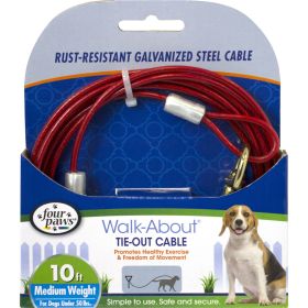 Four Paws Medium Weight Dog Tie Out Cable Red, 1ea/10 Foot