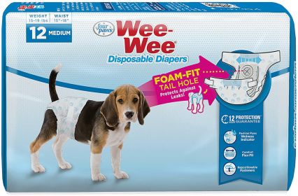 Four Paws WeeWee Disposable Dog Diapers 1ea/Medium 12 ct
