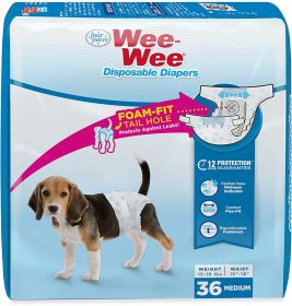 Four Paws WeeWee Disposable Dog Diapers 1ea/Medium 36 ct