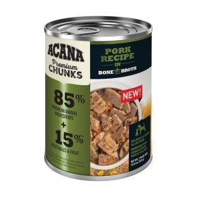 Acana Dog Grain Free Premium Chunks Pork Recipe In Bone Broth 12.8oz. (Case of 12)
