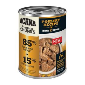 Acana Dog Grain Free Premium Chunks Poultry Recipe In Bone Broth 12.8oz. (Case of 12)