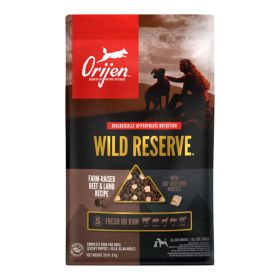 Orijen Dog Wild Reserve Grain Free Farm Raised Beef & Lamb Recipe 20Lbs