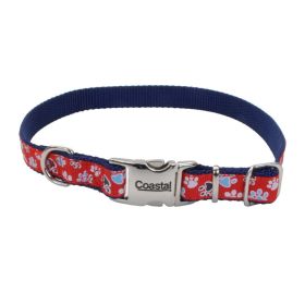 Ribbon Adjustable Nylon Dog Collar with Metal Buckle Red, 1ea/5/8 In X 812 in