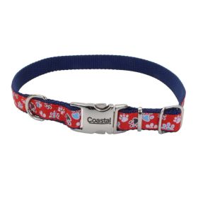Ribbon Adjustable Nylon Dog Collar with Metal Buckle Red, 1ea/5/8 In X 1218 in