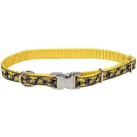 Ribbon Adjustable Nylon Dog Collar with Metal Buckle Yellow, 1ea/5/8 In X 812 in