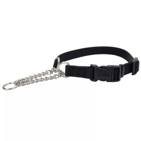 Coastal Adjustable Check Training Collar with Buckle for Dogs Black Small 3/8" X 11"-15"