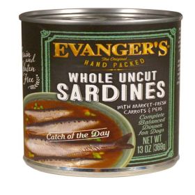 Evanger's Hand Packed Wet Dog Food Whole Uncut Sardines 12oz 12pk