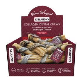 Icelandic Dog Fish Wrapped Beef Collagen Dental Chew 8 Inch - 18 Count Display
