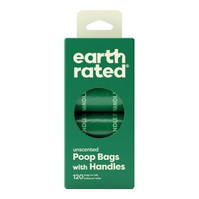 Earth Rated Dog Unscented Poop Bags With Handles Refill Rolls - 120 Count