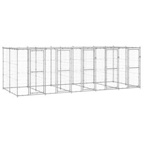 Dog Kennel Silver Galvanized Steel, PE 130.1 sq ft Durable
