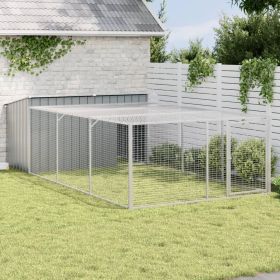 Dog House Anthracite Galvanized Steel Large Durable Dog House (Color: Anthracite)