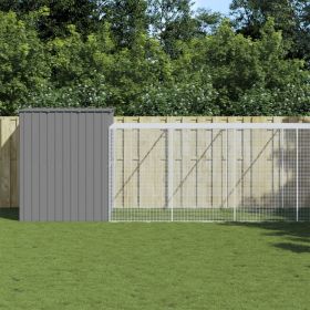 Dog House Light Grey Galvanized Steel Large Durable Dog House (Color: Gray)