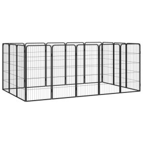 Dog Playpen Black Powder-coated steel Expandable Dog Playpen (Color: Black)