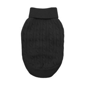 Dog Cable Knit 100% Cotton Sweater - Jet Black (Option: XX-Small)